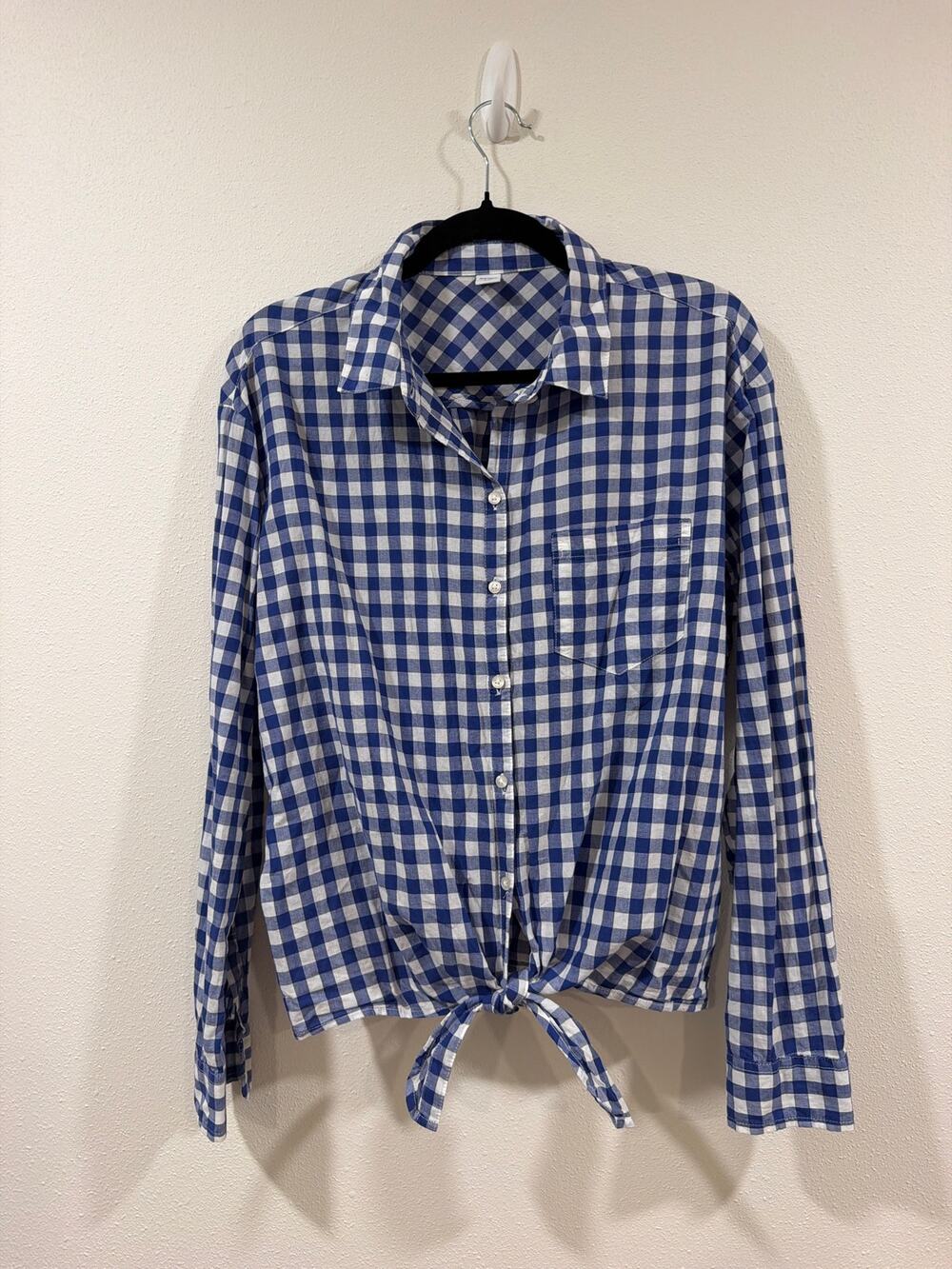 Relaxed Gingham Tie-Hem Shirt for Women | Old Navy